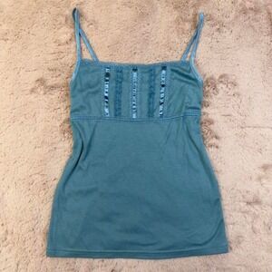 blue satin trim lace cami top, y2k soft girl, Fairycore, Coquette, Spring top
